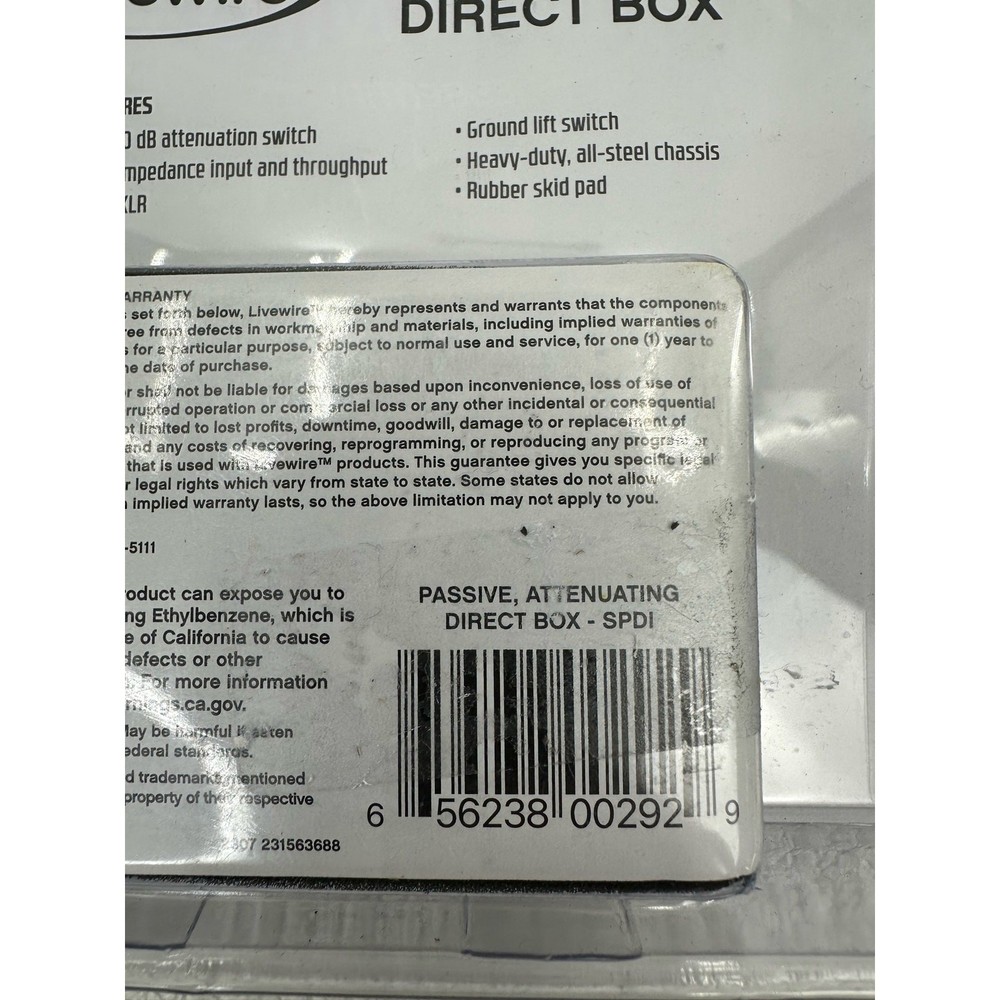Livewire SPDI Passive Direct Box with Attenuation Pad
