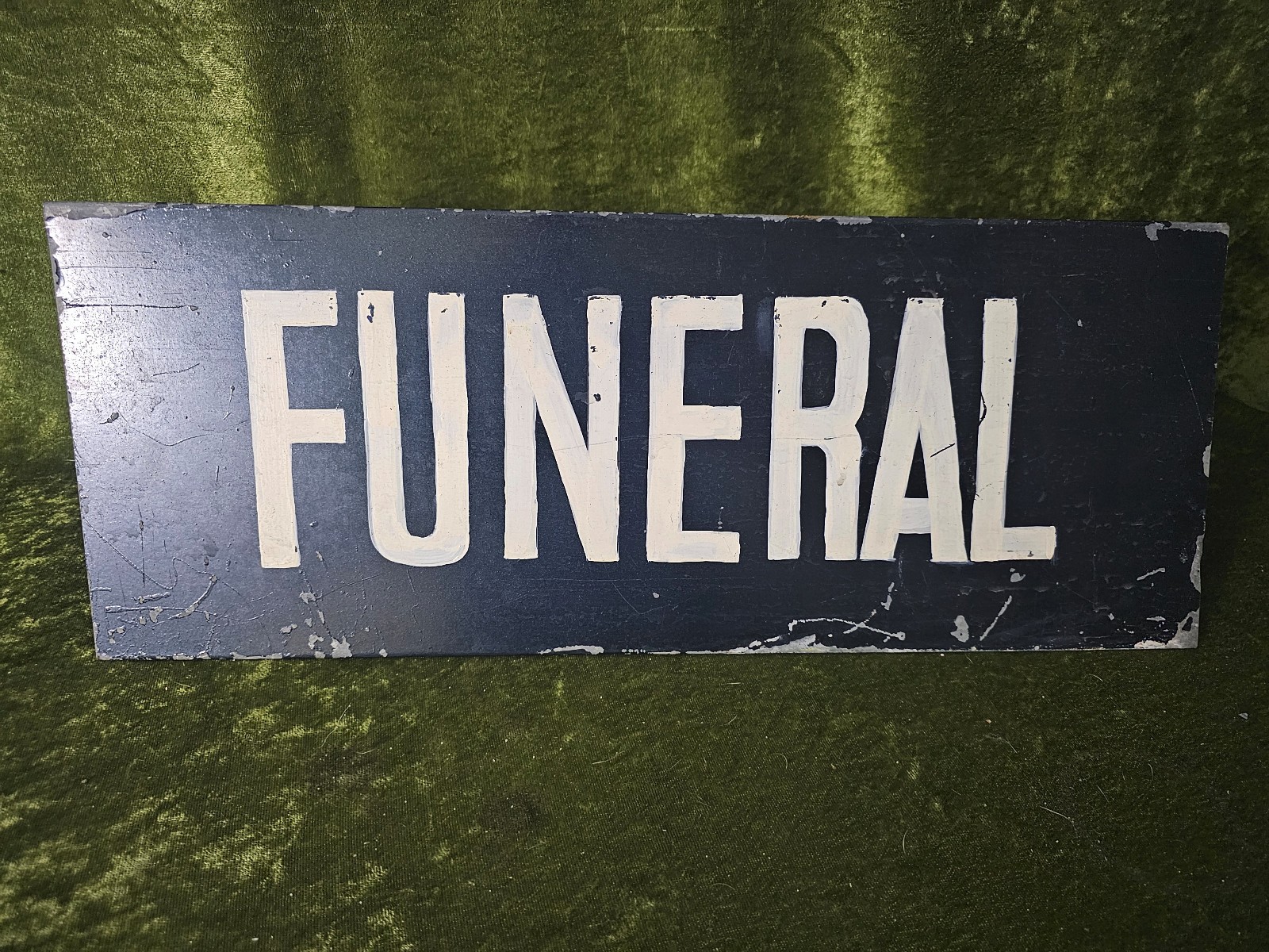Hand-painted Metal Triangle Funeral Sign - 19.5" mortuary