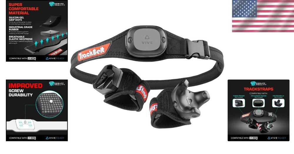 Adjustable Black Trackstraps for Vive Tracker 3.0 - Enhanced Full Body Tracking