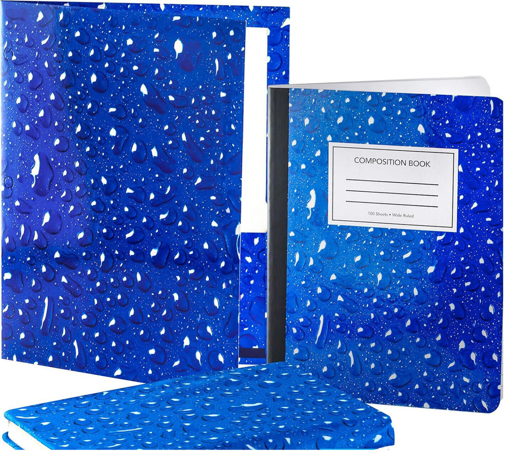 3 Piece Set-Composition Notebook-Book Sox Stretchable Book Cover-3 Ring Folder