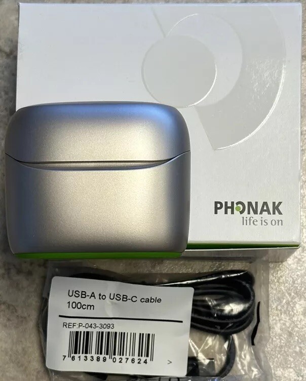 Phonak Lumity Hearing Aid Charger With Power Cord And Wall Adaptor. New In Box.