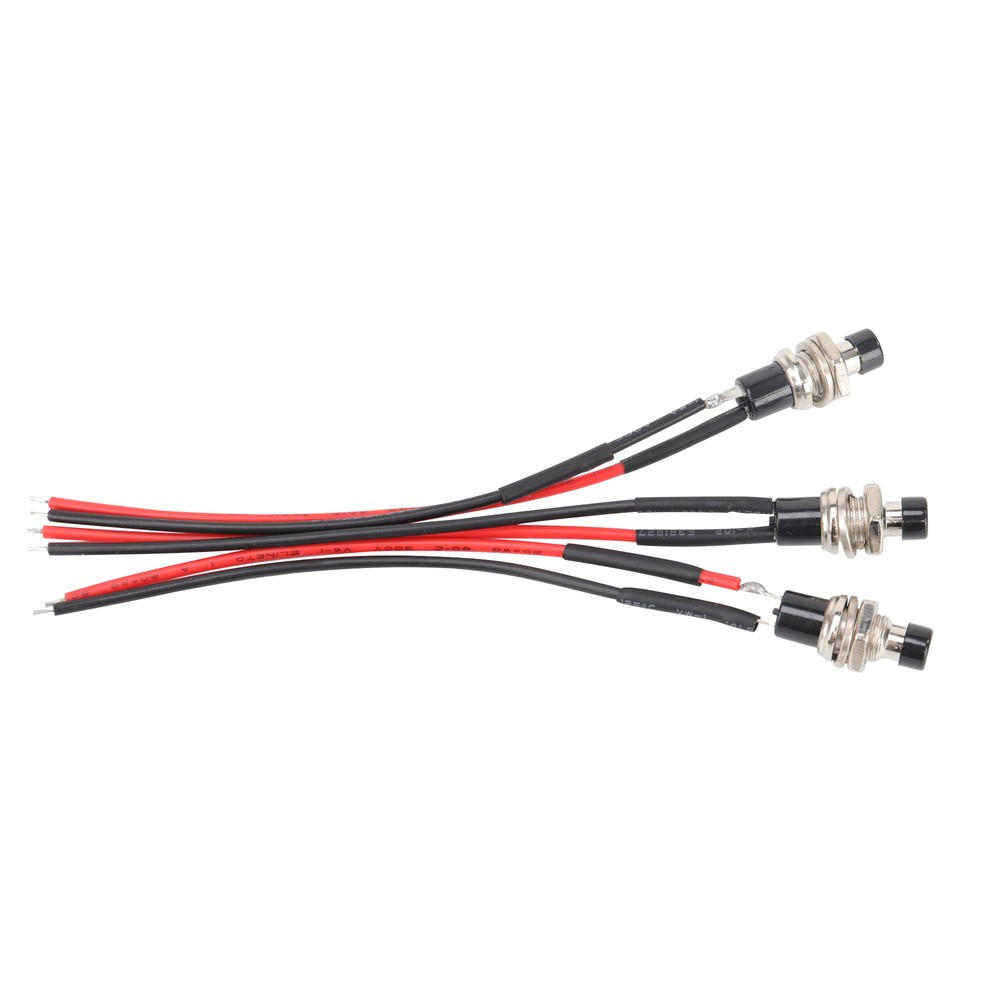 Mini 12V Push Button Switch Momentary ON OFF N/O SPST Pre-Wired 3 Pack Set