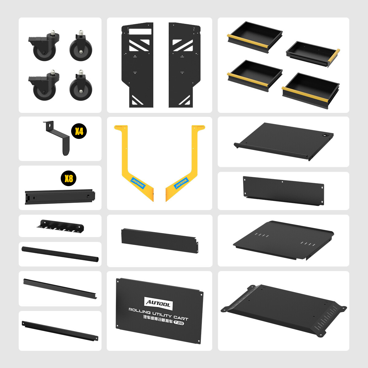 4 Tier Rolling Tool Cart Workshop For ECU Reprogramming Power Suppl Diagnostic