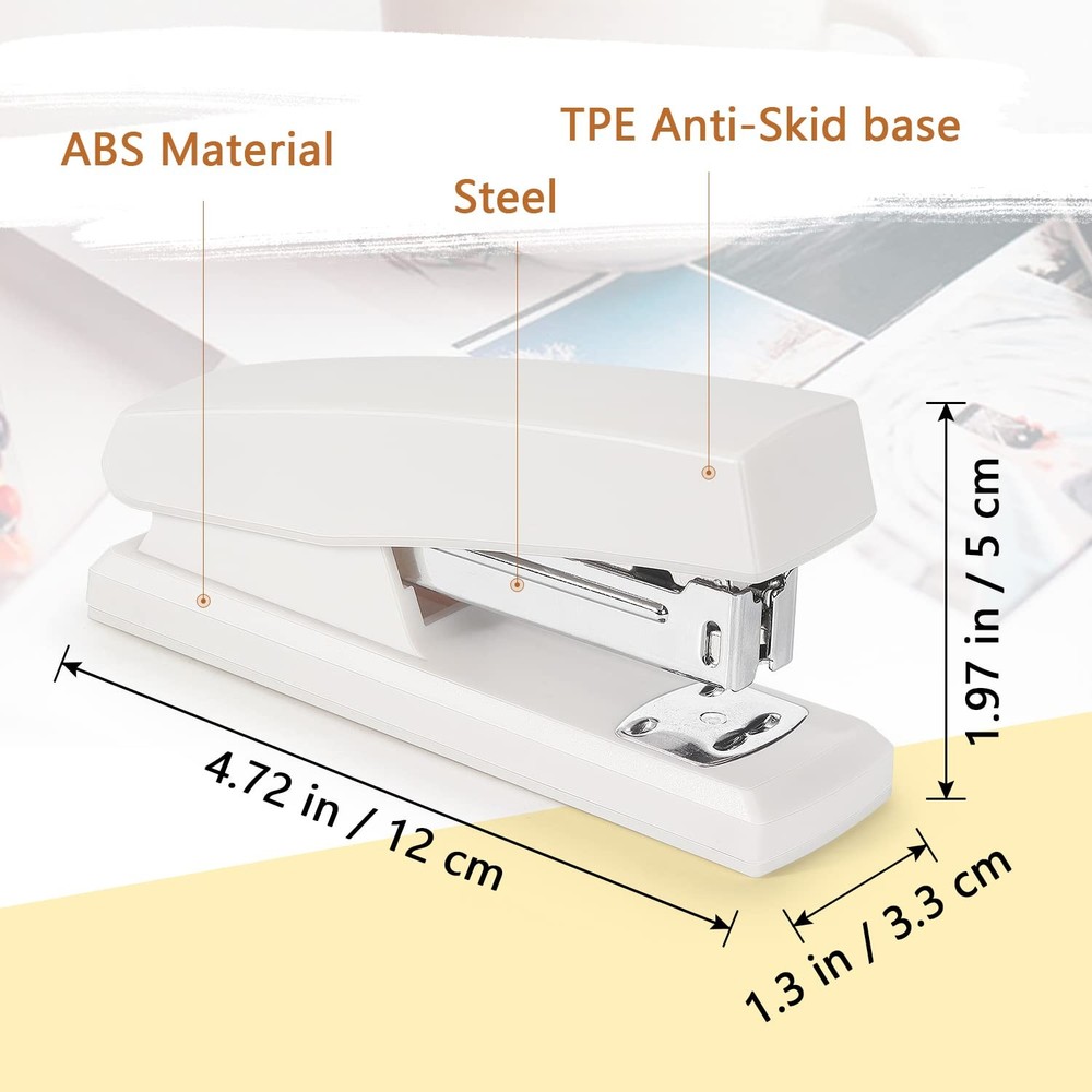 Stapler, Office Stapler, Small Staplers for Desk, White