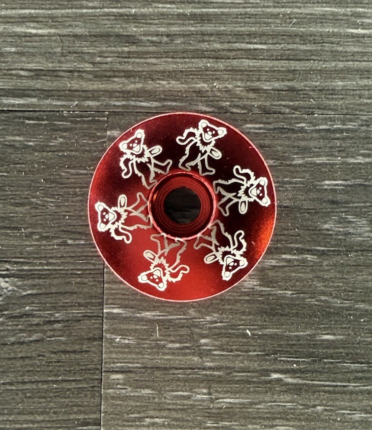 Dancing Bear Headset Stem Top Cap 1 1/8 Grateful Dead Red