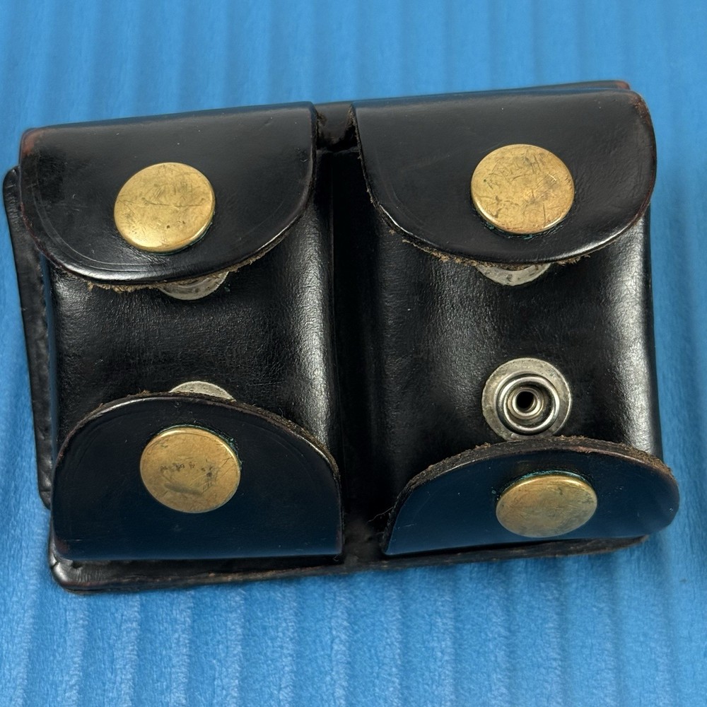 Jay Pee Double 38 Spl. 357 Ammo Dump Snap Pouch Black Leather