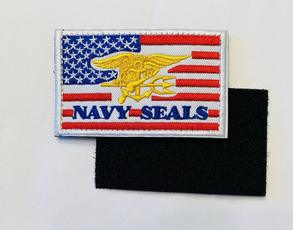 USA NAVY SEALS FLAG MILITARY TACTICAL HOOK & LOOP EMBROIDERED PATCH
