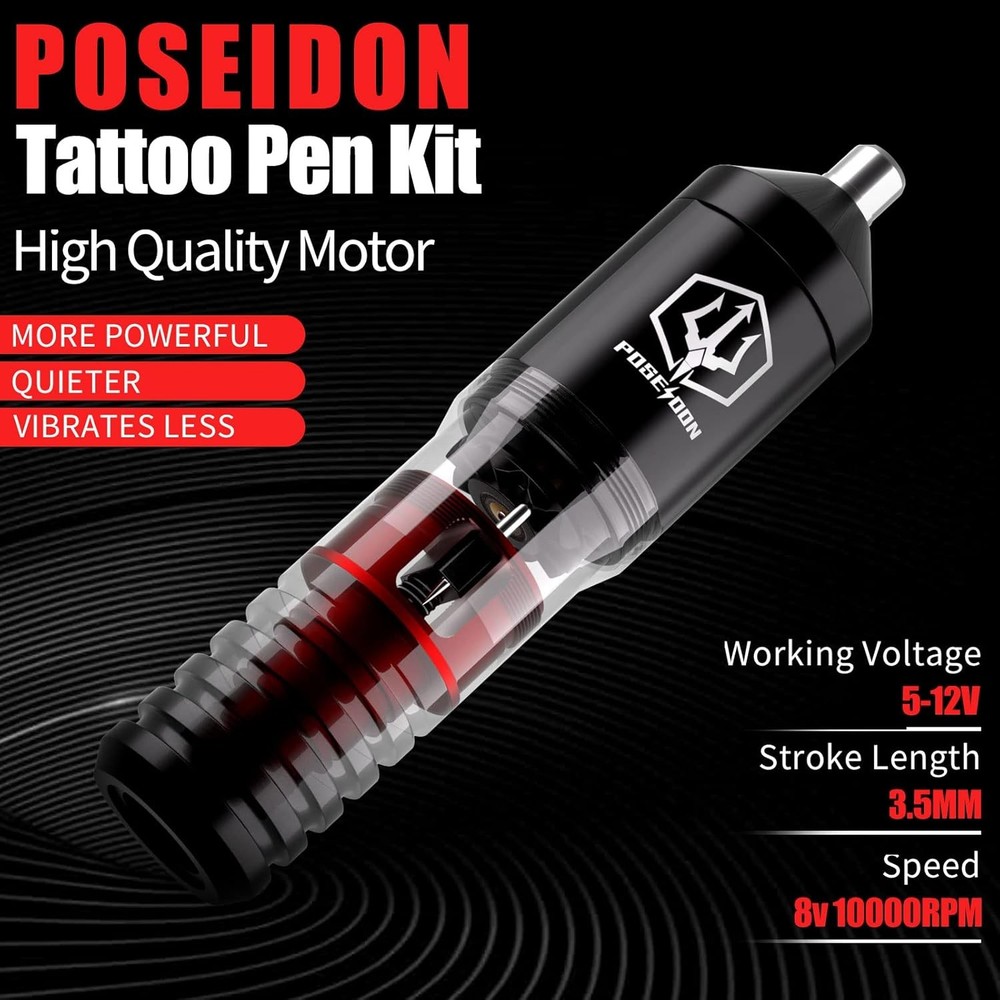 Tattoo Pen Kit - POSEIDON Wireless Machine Kit, TK018, black