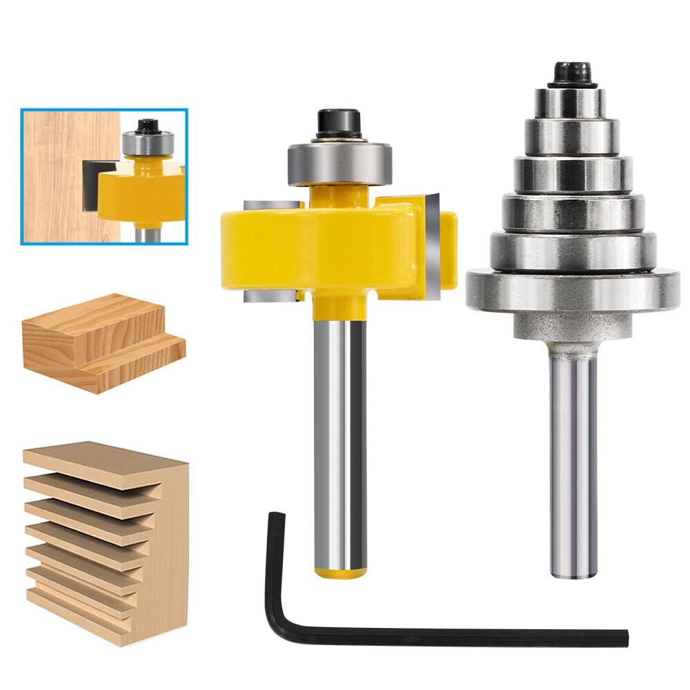 1/4 Inch Shank Rabbet Router Bit Set Interchangeable Bearings Woodworking Cutter