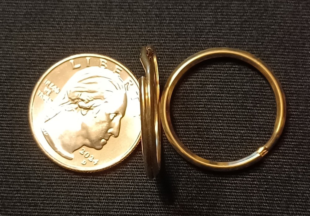 (2) Brass Rounded 1 Inch(25mm) Split Ring Rounded Key Rings Key Holders