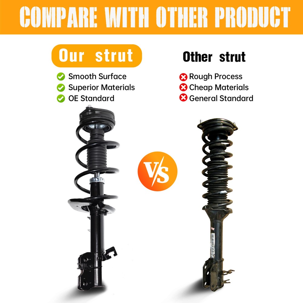 Front (2) Complete Strut & Coil Spring Assembly For Nissan Rogue 2008-2012