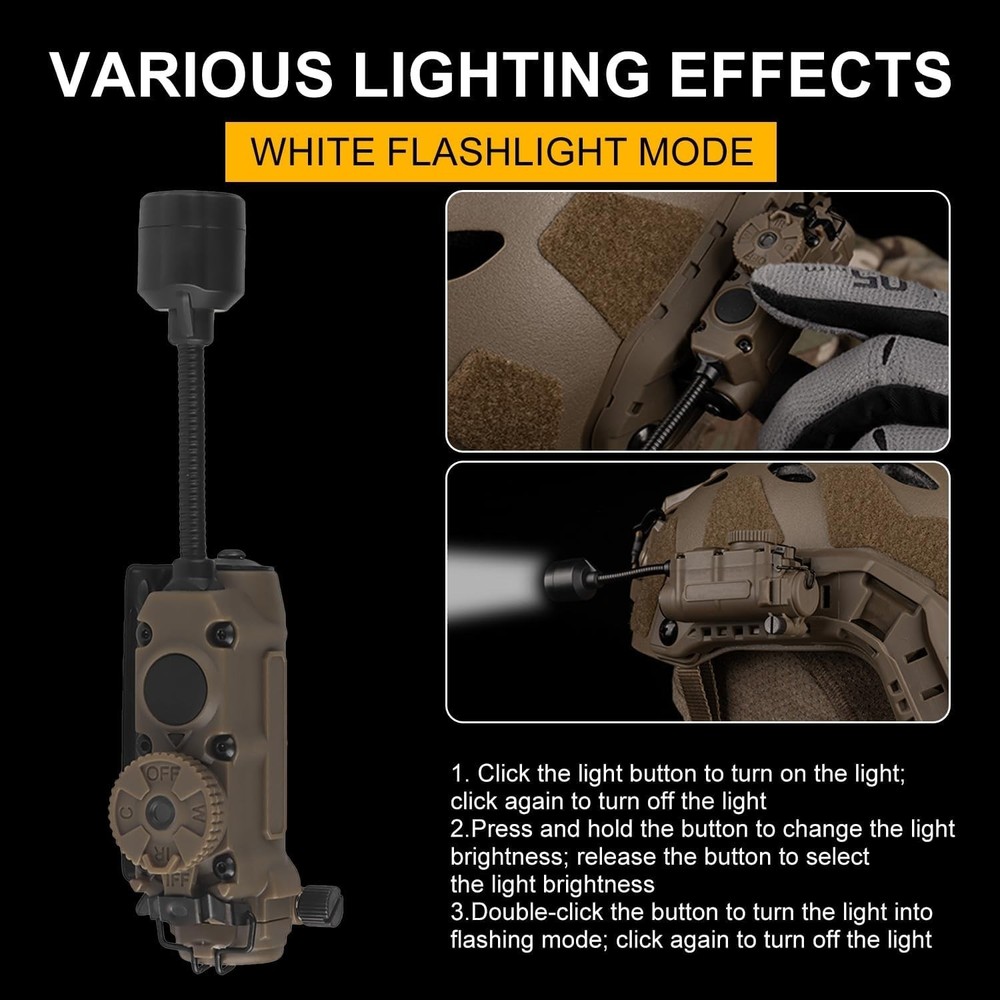 Tactical Helmet Light Signa Recognition Multi-Function IR + Red/Green/Blue +W...