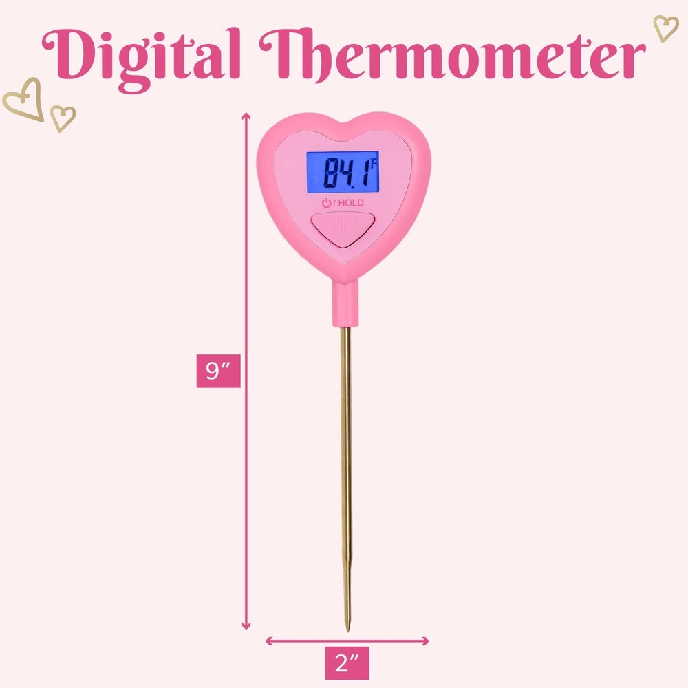 Digital Heart Thermometer set Cooking Baking Tool for Kitchen Pink