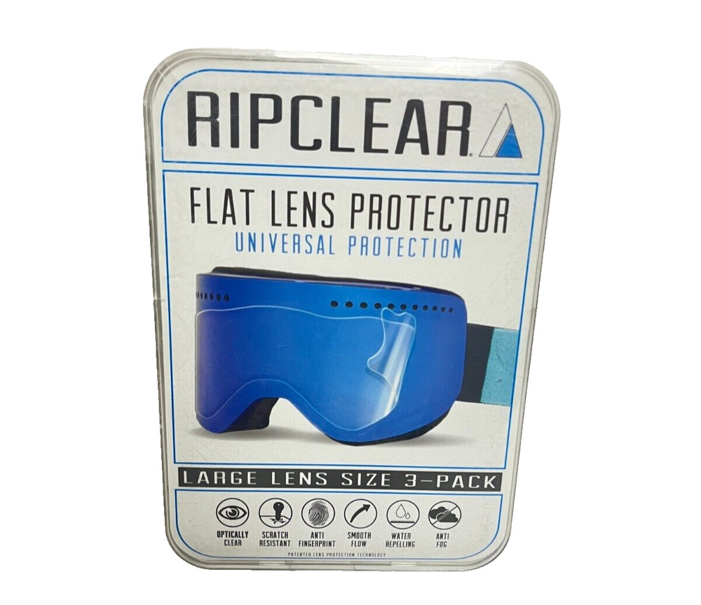 RIPCLEAR Flat Goggle Lens Protector NIB 3-Pack Sz M or L Scratch Resistant