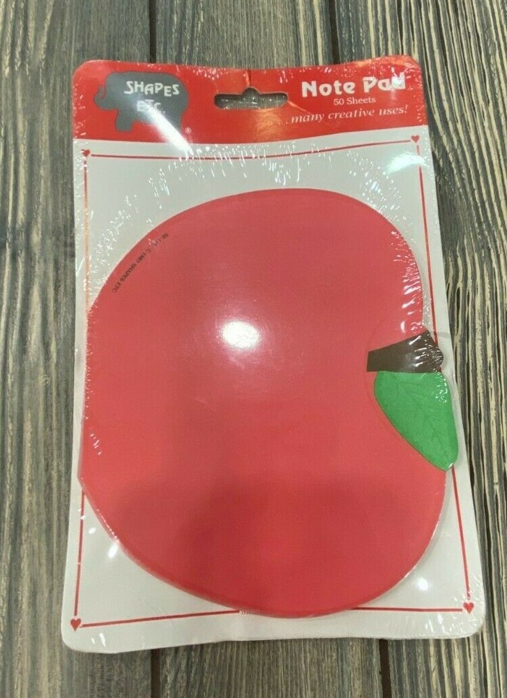 Vintage Shapes Etc. Teacher Note Pad 50 Sheets Red Apple