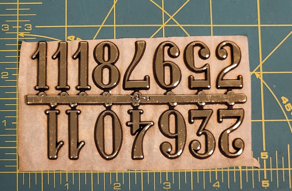 Plastic Clock Numerals Arabic 1" Tall Set Gold Color