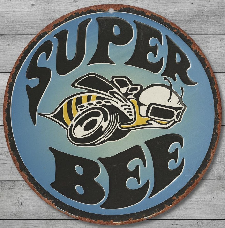 Dodge Super Bee 8" Diameter Vintage Novelty Metal Sign Made In USA