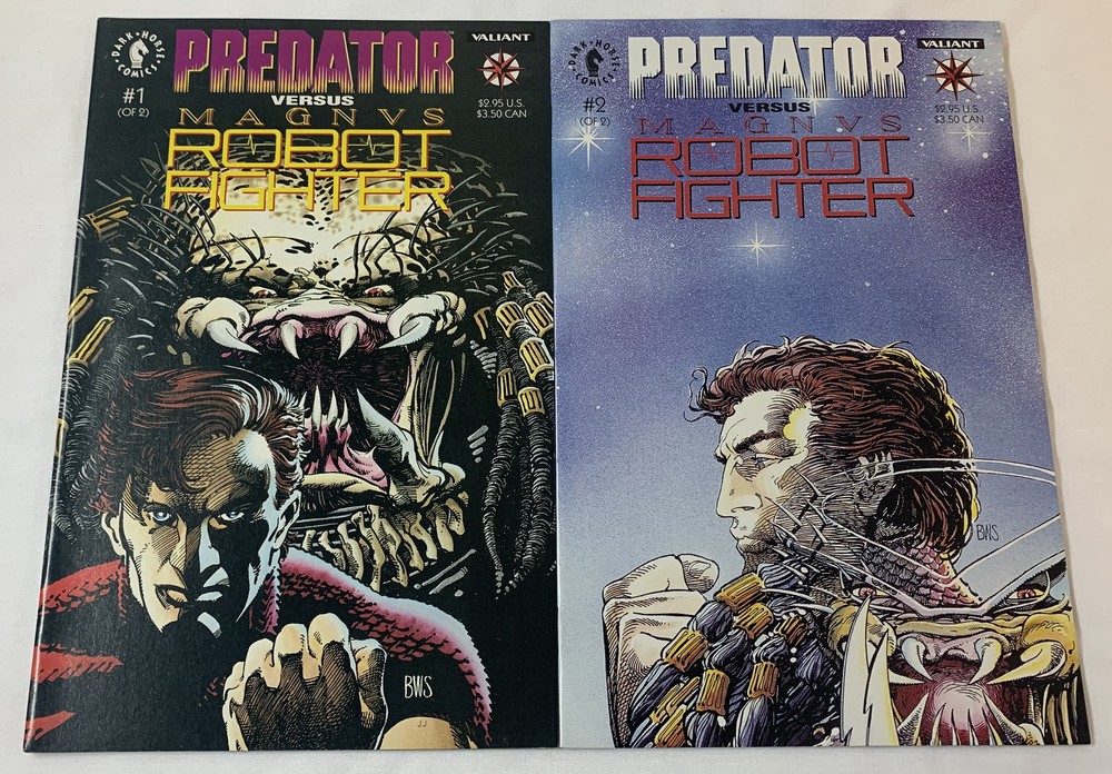 Valient PREDATOR VS MAGNUS ROBOT FIGHTER comics #1 and 2 ~ FULL SET
