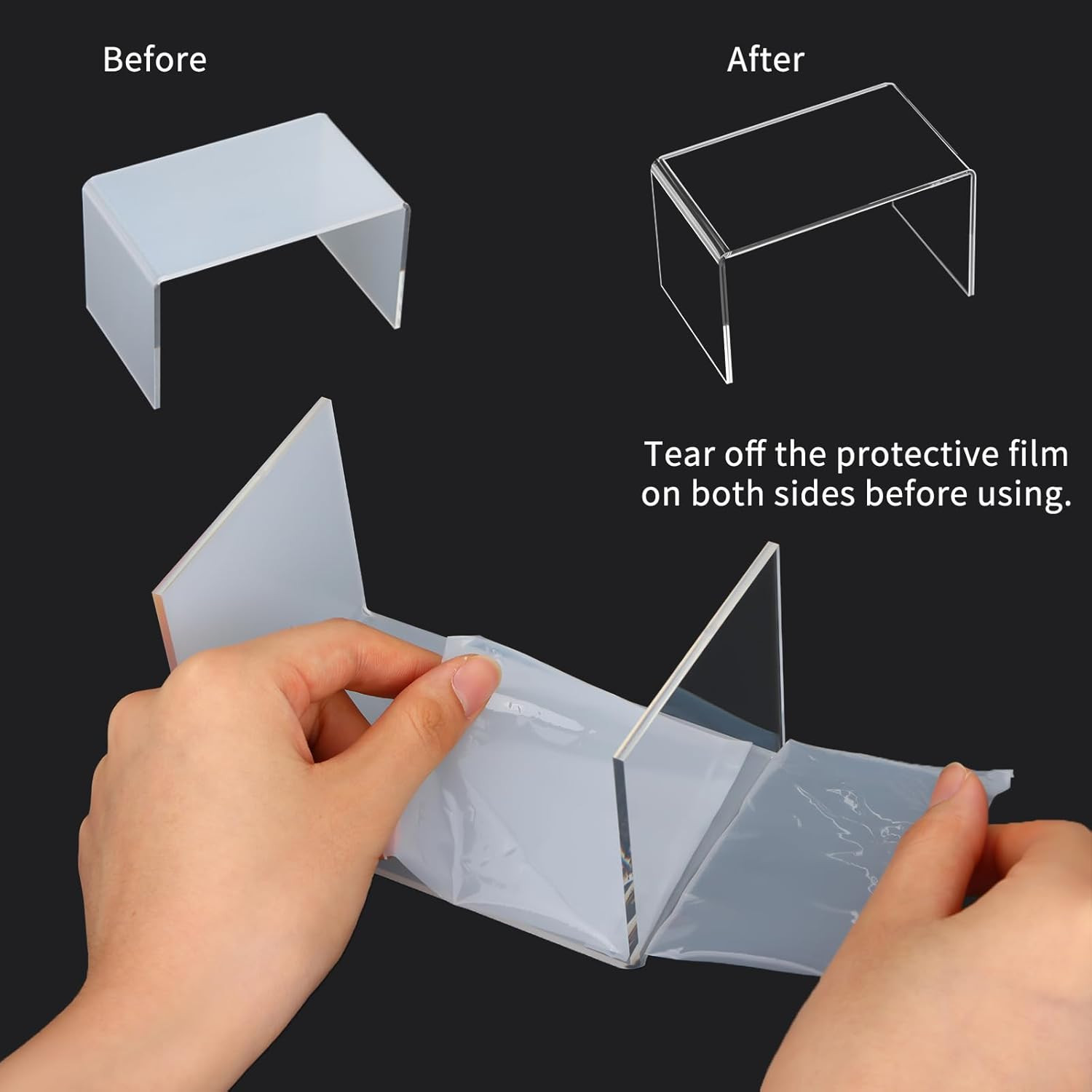 Fixwal 10Pcs 2 Set Acrylic Risers for Display Clear Perfume Organizer Stands Acr