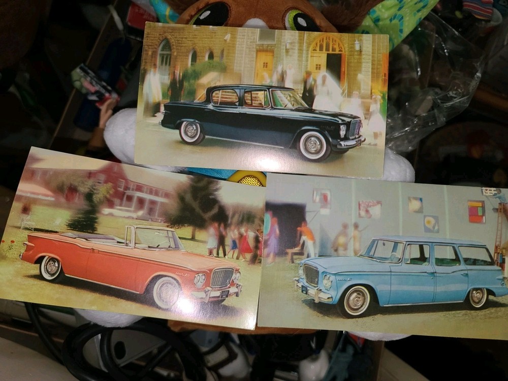 1961 Studebaker Original Dealer Post Cards 3 Models Unmarked
