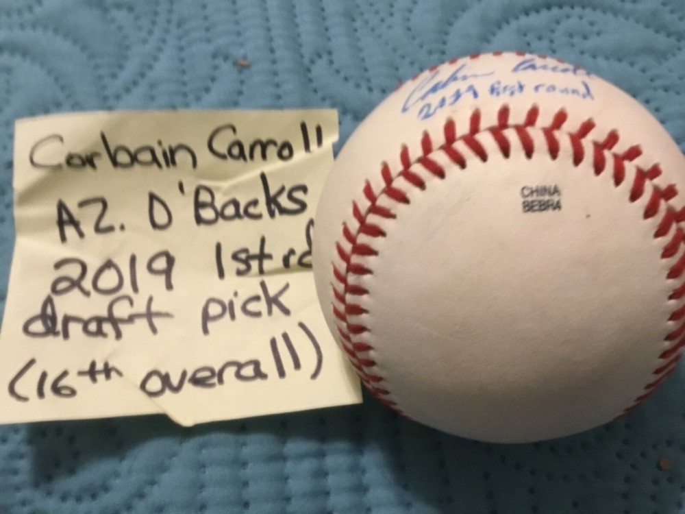 CORBAIN CARROLL SIGNED MNOR LEAGUE SIGNED BASEBALL/DIAMONDBACKS 2019 FIRST RD