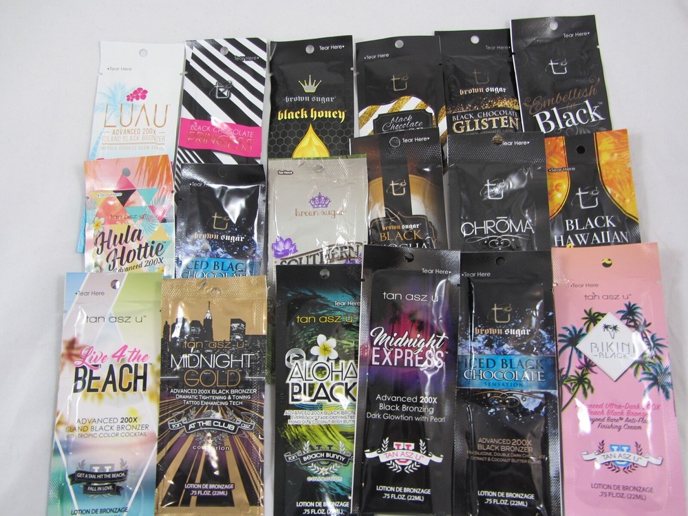10 PACK - VARIOUS 200X BRONZER TANNING LOTION SAMPLE PACKETS