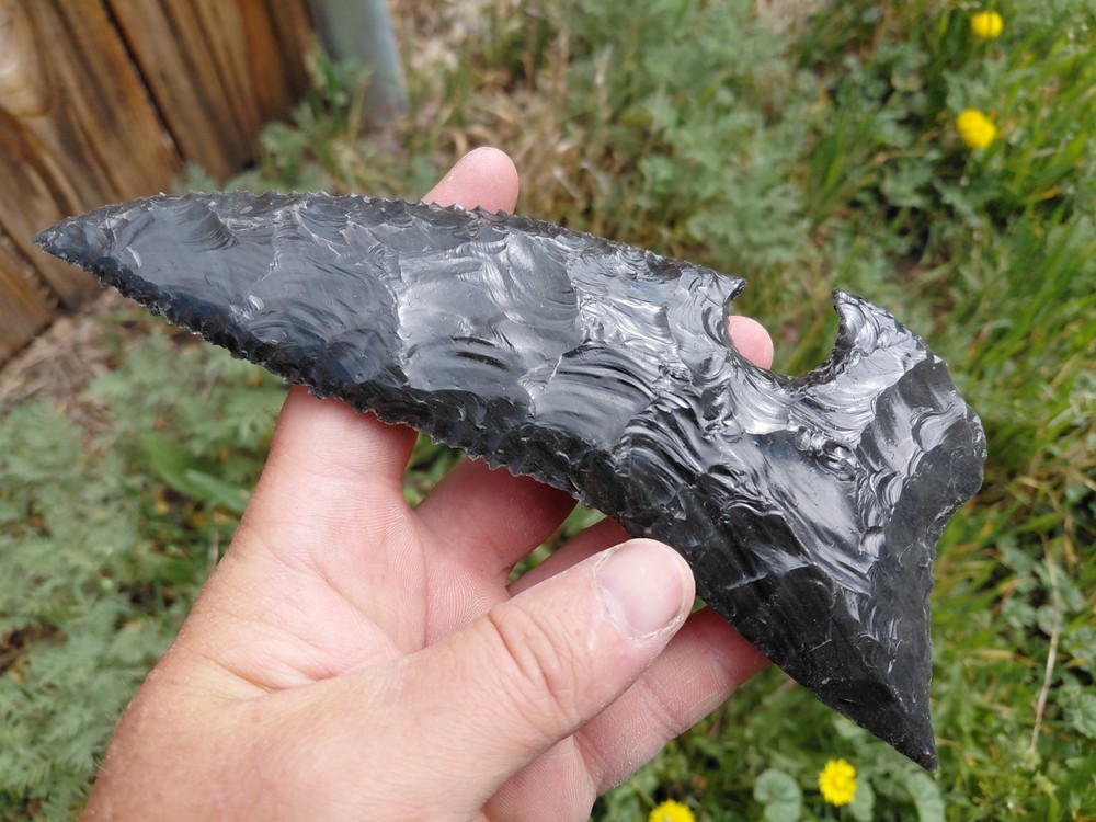 Two 7 Inch Obsidian Blades. Flintknapping, Arrowheads