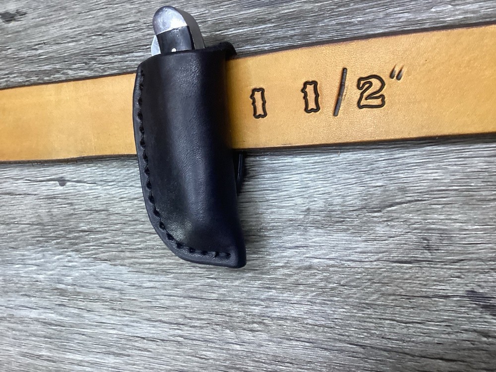 Leather Folding Pocket Knife Sheath Mini Trapper Size (Sheath Only)