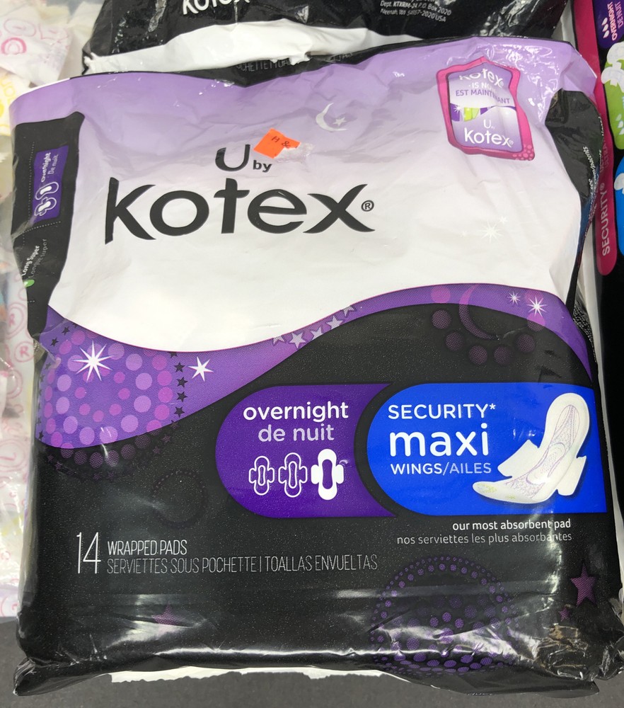 Lot Kotex Pads 66 Regular Security Overnight Tampons 39 Assorted Open Packaging