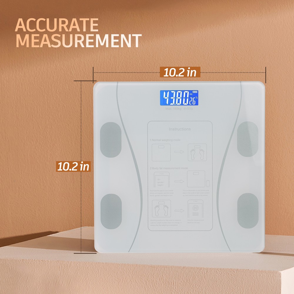 Digital Bathroom Scale for BMI Highly Accurate Smart Bluetooth Scale LCD Display