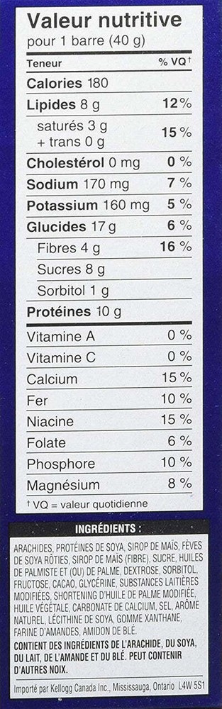 Kellogg's Vector Protein bars, Peanut, 4ct, 160g/5.6oz. (Imported from Canada)
