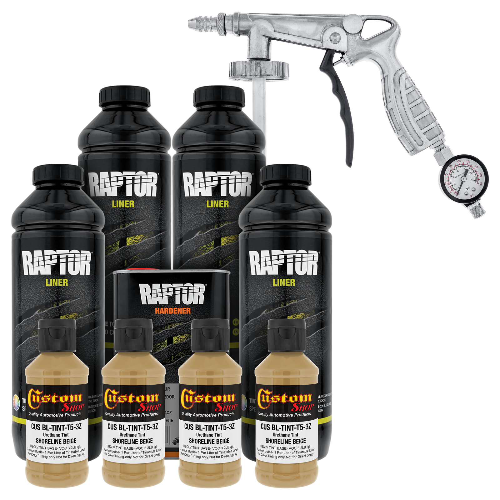 Raptor Shoreline Beige Urethane Spray-On Truck Bed Liner Spray Gun, 4 Liters
