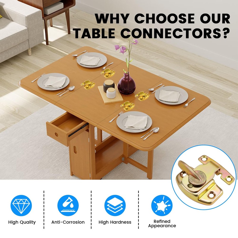 Dining Table Locks - Metal Spring Leaf Buckle Latches 2 Pack