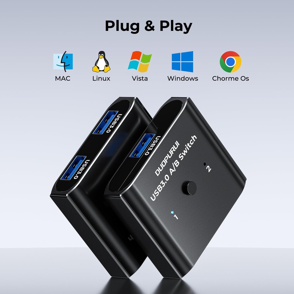 USB 3.0 BiDirectional Switch 2 In 1 Out Switcher 2 Computer Share Printer