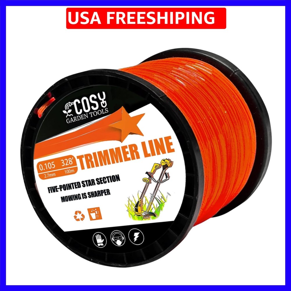String Trimmer Line, Commercial Grade Orange Pentagon Weed Eater String,  Nyl...