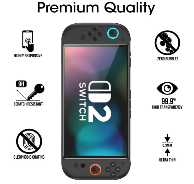 2-Pack Nintendo Switch 2 Screen Protector [7.9''] Glass,Auto-Alignment OneTouch