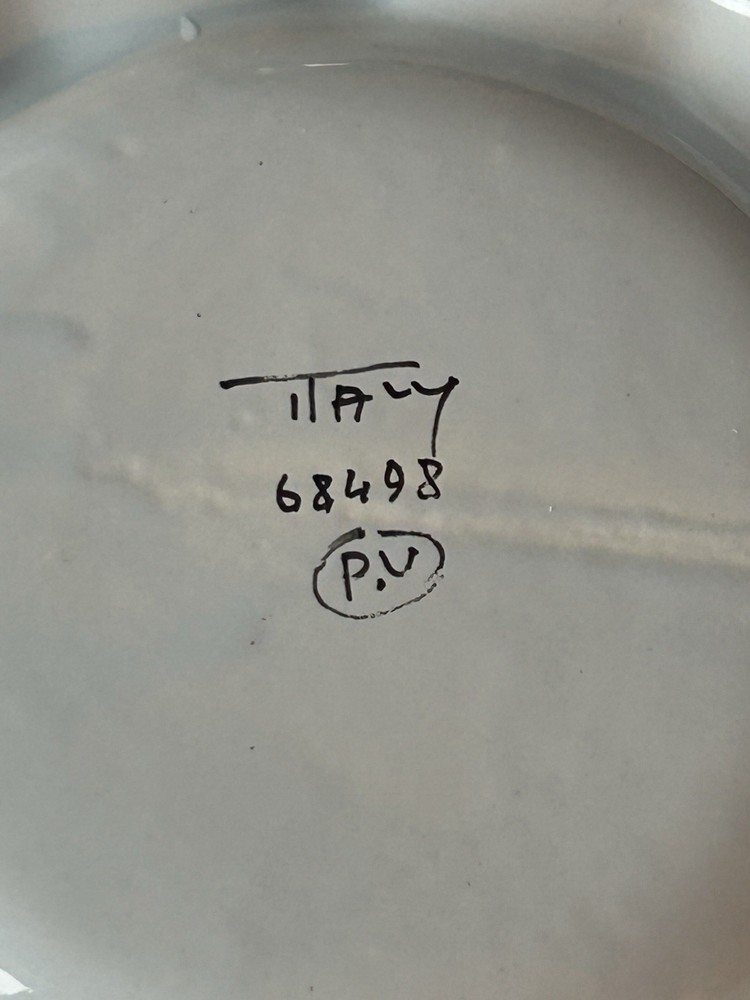 Hand-painted ceramic deviled egg plate with floral design