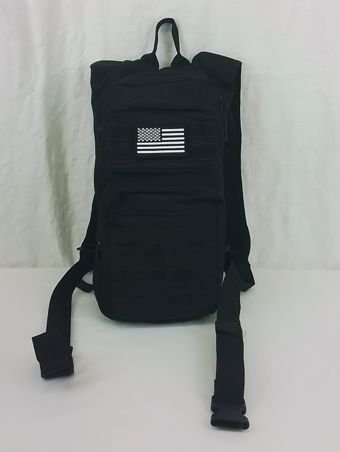 Outdoor Military Tactical Backpack Black w/ Patch #J3416