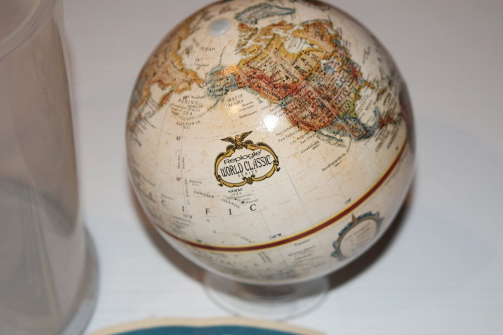 Replogle Globe World Escort Map 5" Magnifier Stand Original Case Manual