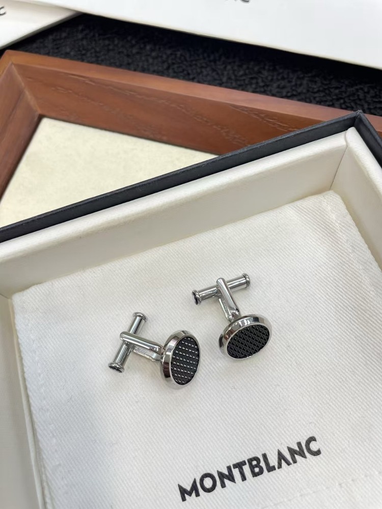 MONTBLANC Cufflinks stainless steel With Black Hexagonal Copper Pattern