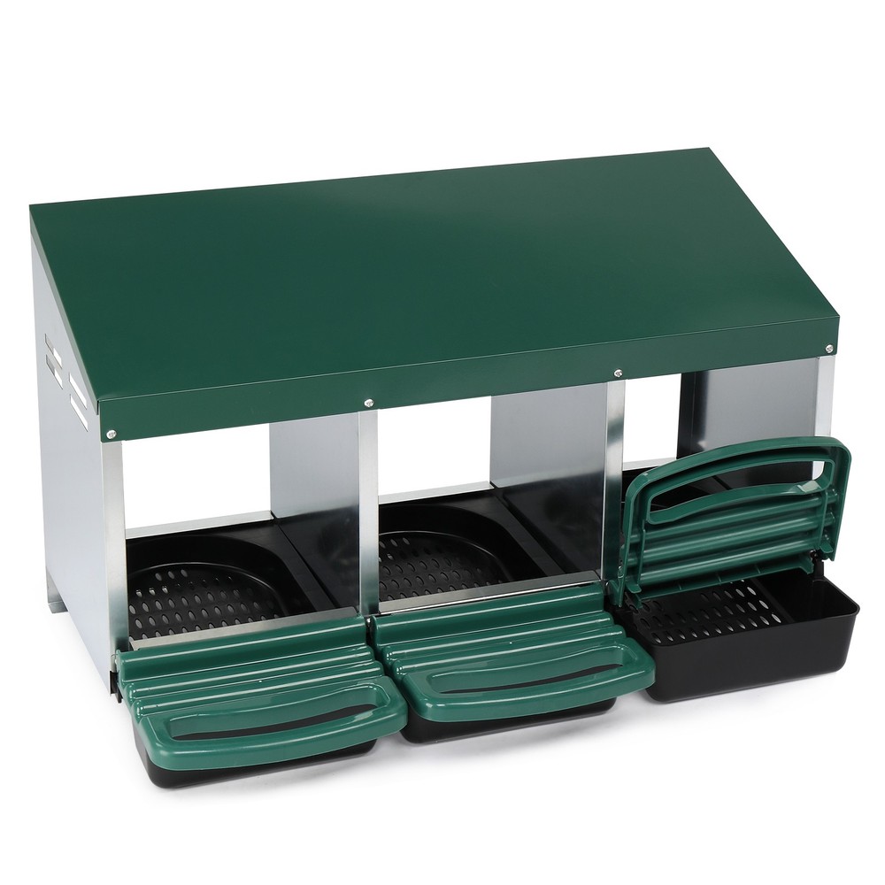 3 Compartment Roll Out Chicken Nesting Box with Plastic Basket, Egg Nest Box