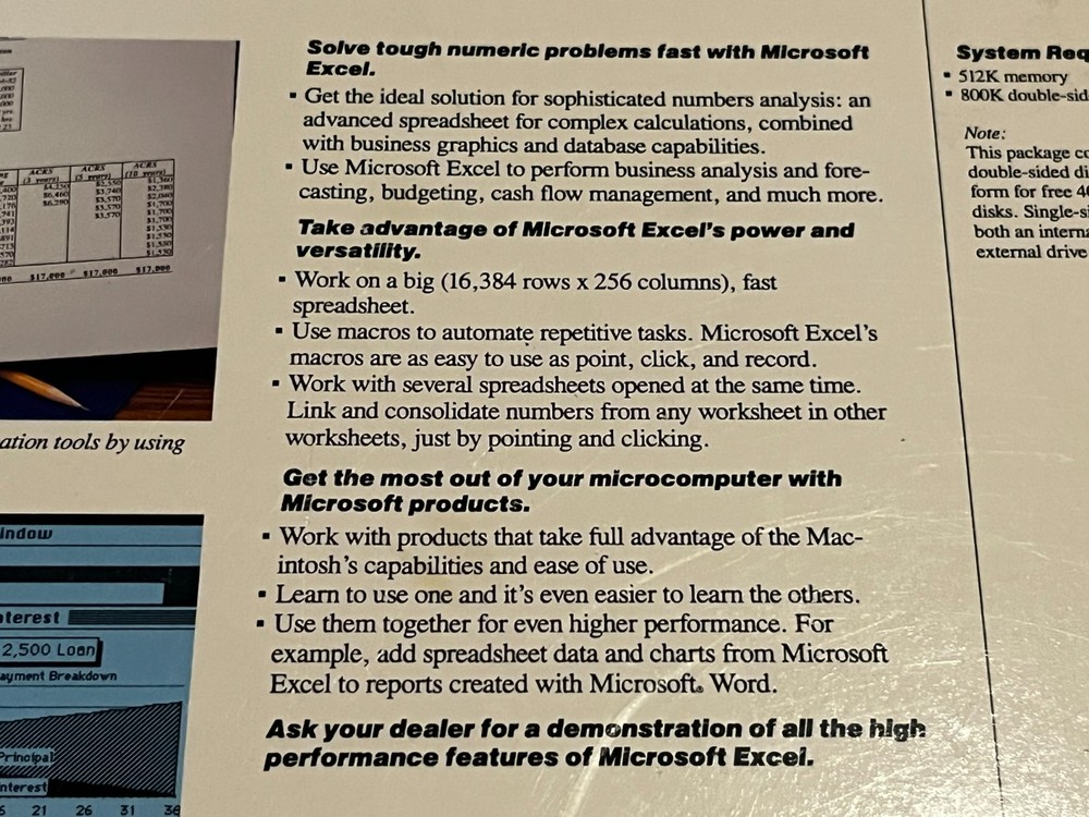 Microsoft Excel Basic File Maker Plus Vintage Rare 1987 WORKS