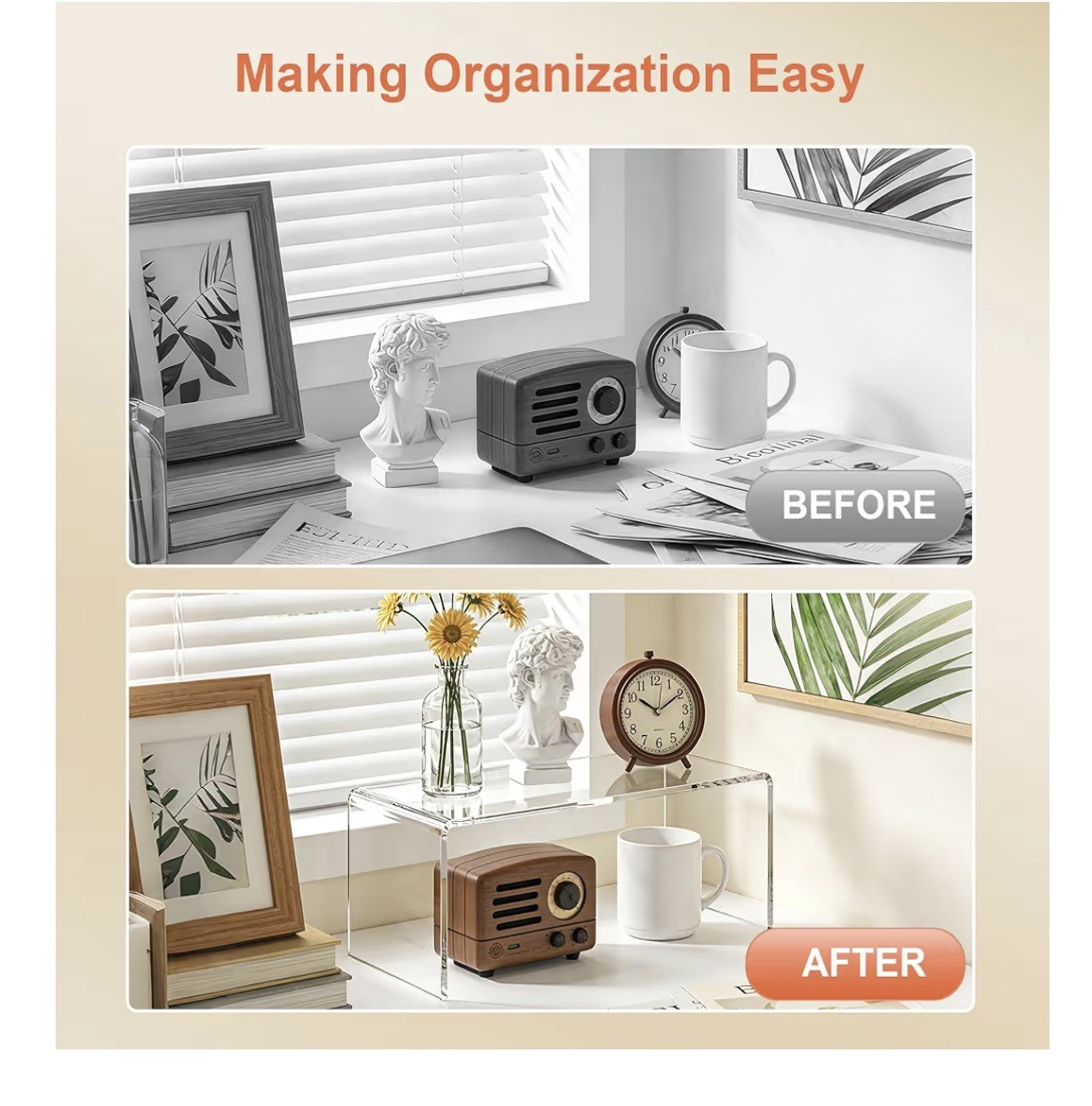 3 Pcs Large Acrylic clear Display Riser Set Shelf Showcase Fixtures 12,11,10.5