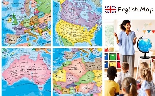 12" Political World Globe - Educational Classroom Map, Self-Assembly, Geography