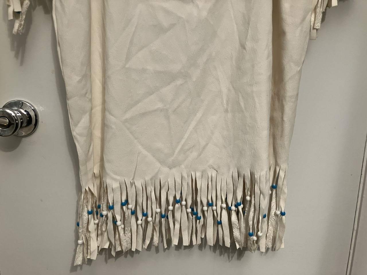 vintage white leather fringe Native American indian dress conchos turquoise bead