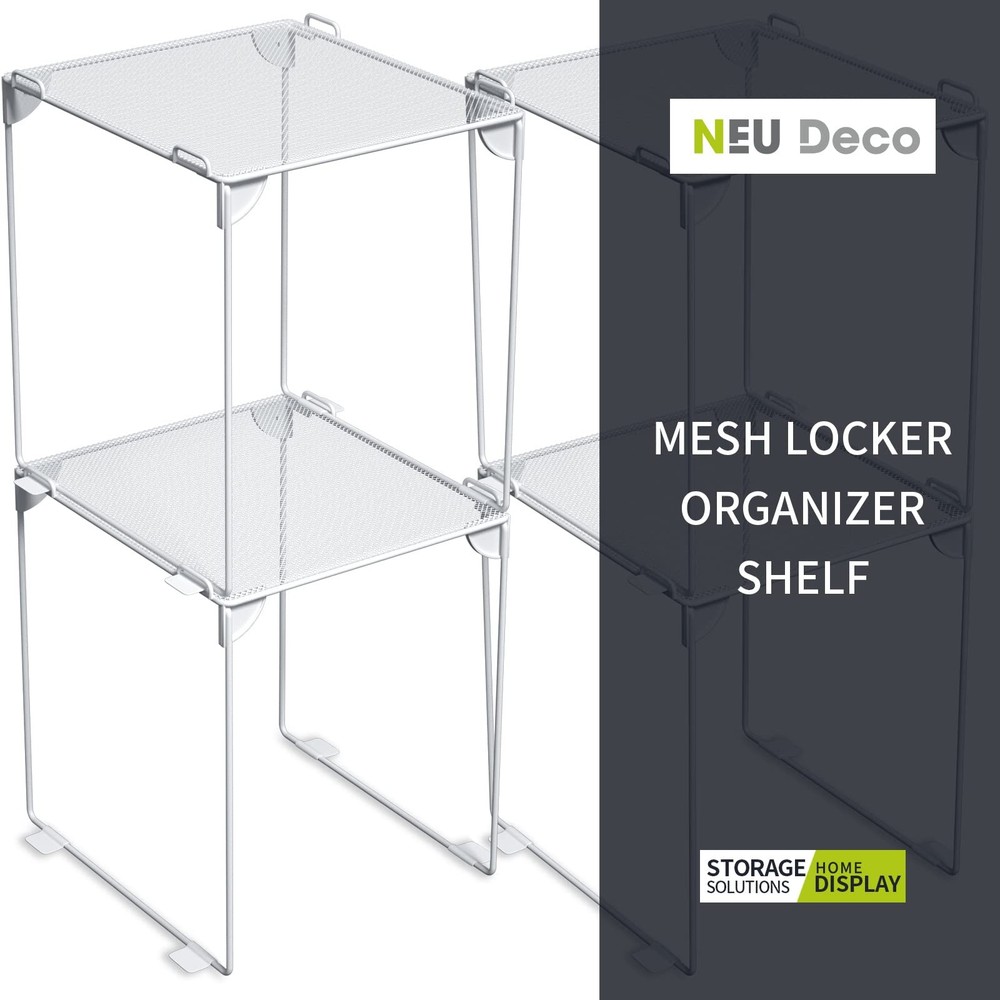 Neudeco 2 Pack Mesh Locker Shelf Stackable Extra Tall Organizer Collapsible
