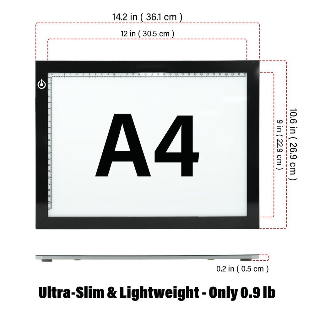 A4 Light Box for Tracing – Ultra-Thin LED Table with Adjustable Black