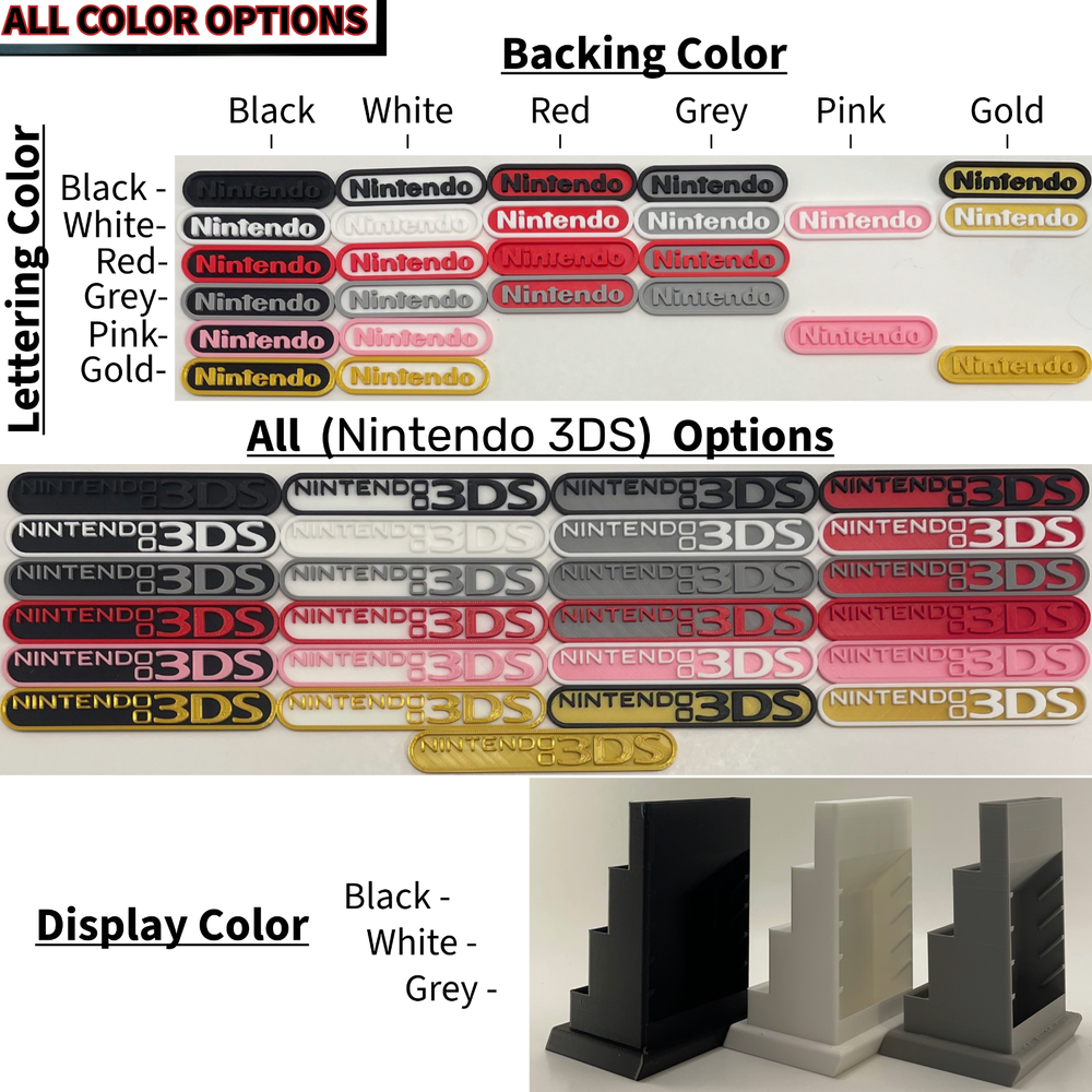 Nintendo 3DS Display/Stand/Holder - DISPLAY ONLY (Customize Colors)