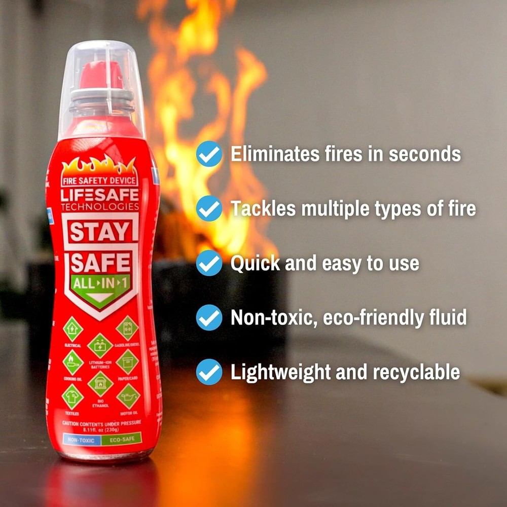 StaySafe Eco-Friendly Portable Fire Extinguisher - Multi-Use 10 Fire Types