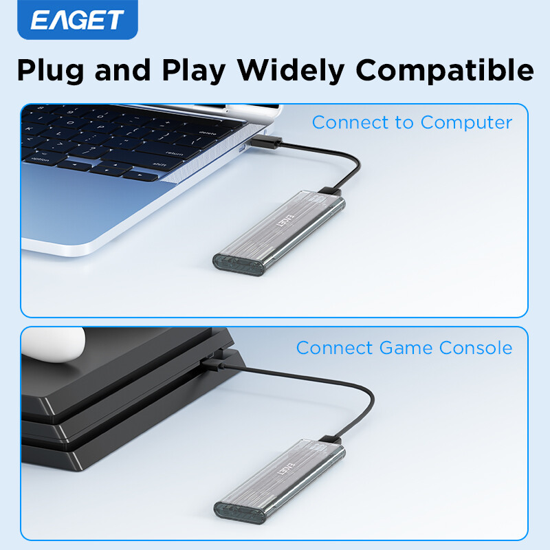 EAGET SE150D M.2 SATA NVMe Dual-Protocol Portable Transparent External Enclosure
